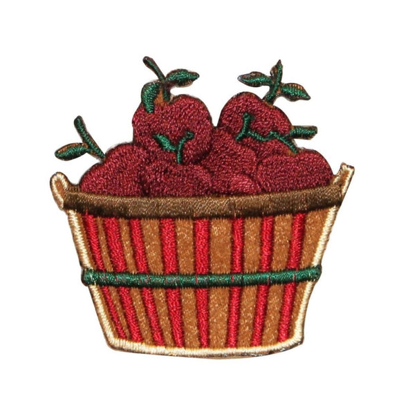 ID 1294 Basket of Apples Patch Orchard Farm Picking Embroidered Iron On Applique