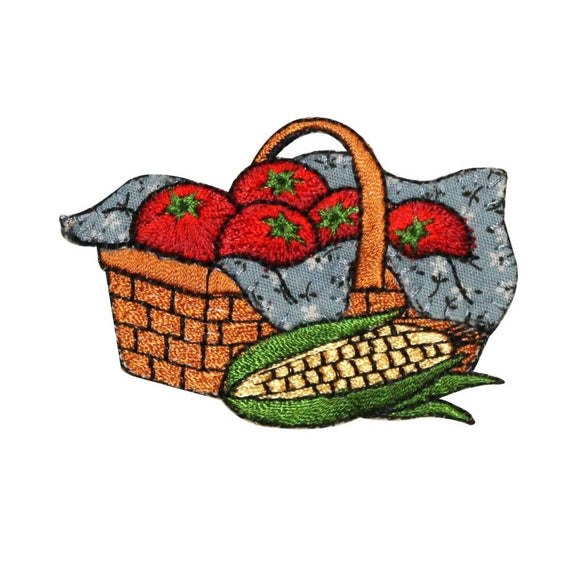 ID 1306 Basket of Tomatoes Patch Farm Fresh Country Embroidered Iron On Applique