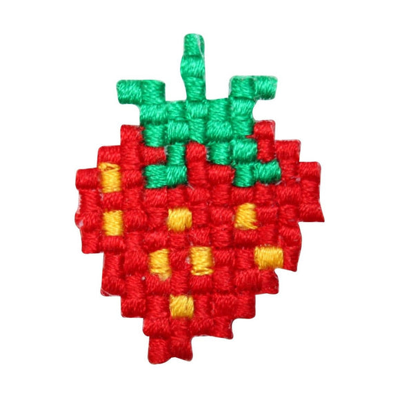 ID 1319A 8 Bit Strawberry Patch Retro Fruit Game Embroidered Iron On Applique