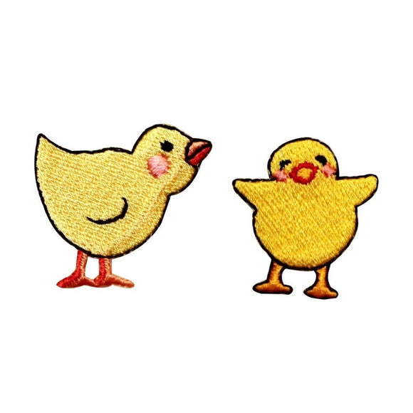 ID 0531AB Set of 2 Tiny Chick Patches Duckling Duck Embroidered Iron On Applique
