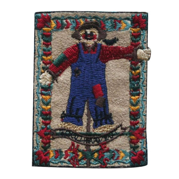 ID 1379 Scarecrow Badge Patch Fall Harvest Farm Embroidered Iron On Applique