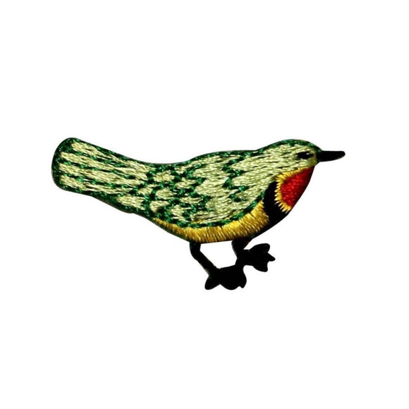 ID 0539 Tiny Finch Patch Swallow Standing Staring Embroidered Iron On Applique