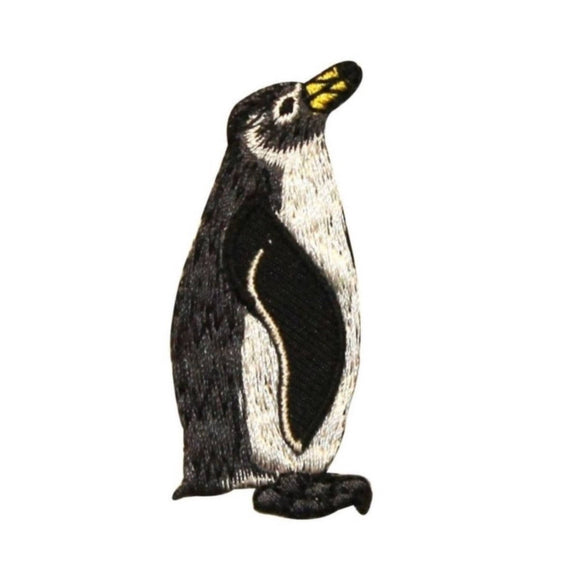 ID 0546A Penguin Standing Patch Artic Bird Waiting Embroidered Iron On Applique