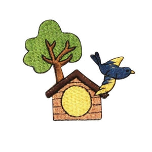 ID 0550B Bird House Patch New Tiny Tree Home Nest Embroidered Iron On Applique