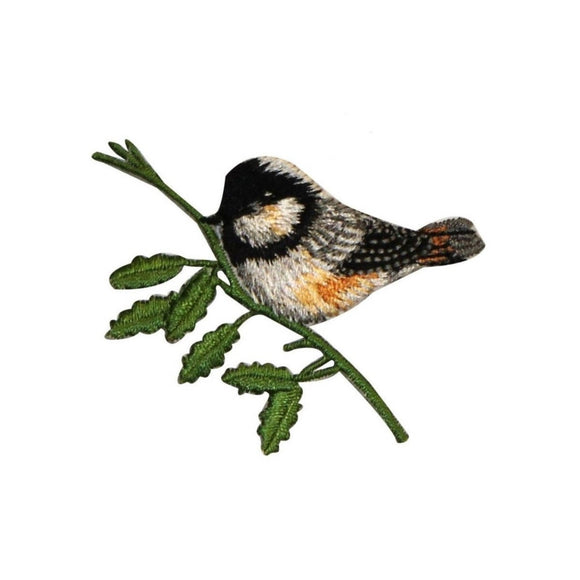 ID 0551 Chickadee Bird Patch Small Swallow Perch Embroidered Iron On Applique