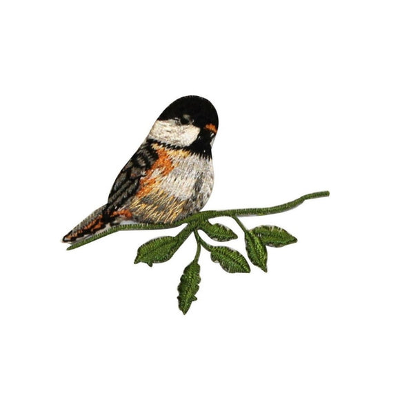 ID 0551Z Chickadee Bird Patch Small Swallow Perch Embroidered Iron On Applique