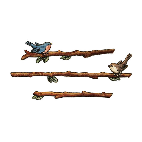 ID 0552ABC Set of 3 Bird On A Branch Patches Nature Embroidered Iron On Applique