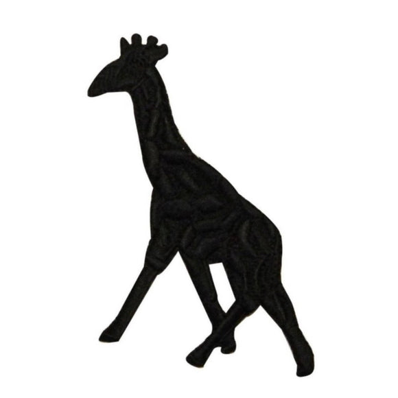 ID 0553B Wild Animal Giraffe Patch Black Silhouette Embroidered Iron On Applique