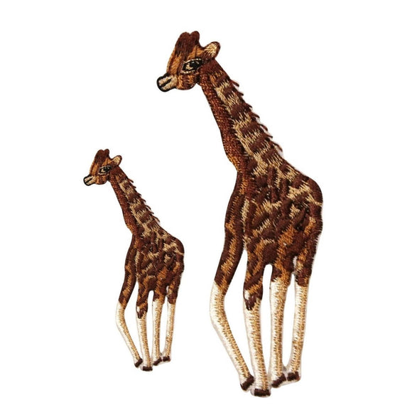 ID 0556AB Set of 2 Wild Animal Giraffe Patch Zoo Embroidered Iron On Applique