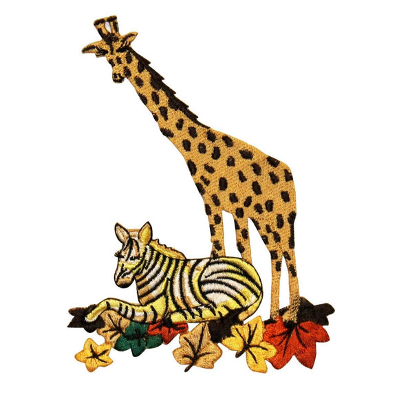 ID 0563 Giraffe and Zebra Patch African Animals Zoo Embroidered Iron On Applique