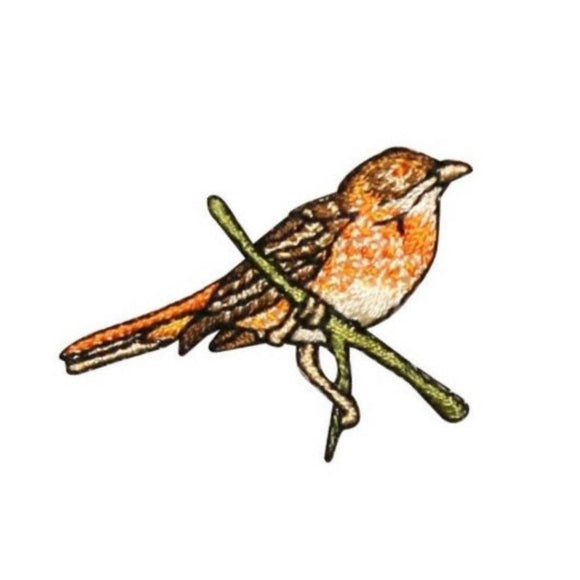 ID 0612C Sparrow Perched Patch Robin Swallow Branch Embroidered Iron On Applique