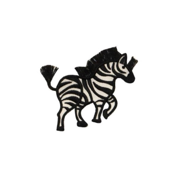 ID 0629B Small Wild Zebra Walking Patch Zoo Safari Embroidered Iron On Applique