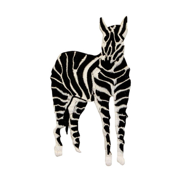 ID 0630 Large Zebra Standing Patch Zoo Safari Symbol Animal Iron On Applique