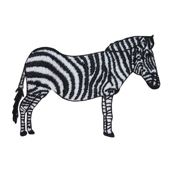 ID 0635 Zebra Standing Patch Wild Animal Safari Zoo Embroidered Iron On Applique
