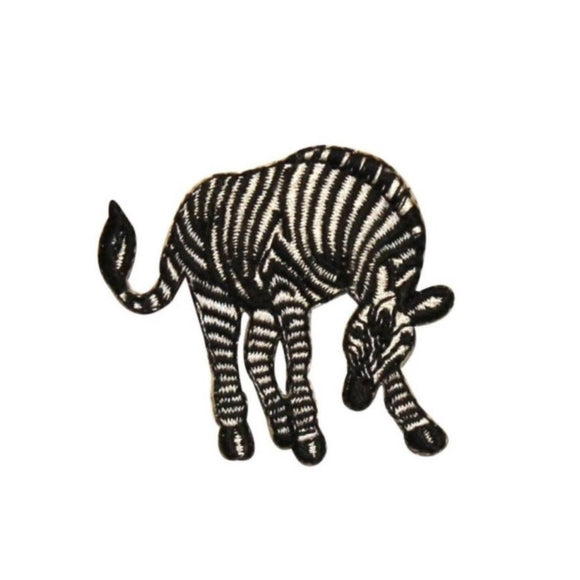 ID 0640A Zebra Grazing Patch African Wild Life Zoo Embroidered Iron On Applique