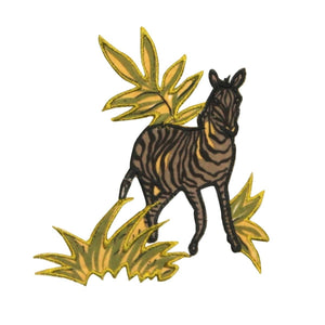 ID 0644 Zebra In Nature Patch Safari Nature Scene Embroidered Iron On Applique