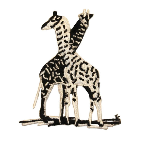 ID 0646 Pair of Giraffe Patch Mates Love Safari Zoo Embroidered Iron On Applique