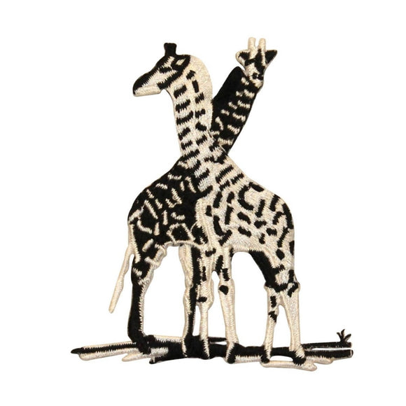 ID 0646Z Pair of Giraffe Patch Mates Love Safari Embroidered Iron On Applique