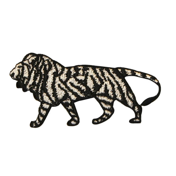 ID 0647Z Lion Walking Patch Safari Negative Cat Embroidered Iron On Applique
