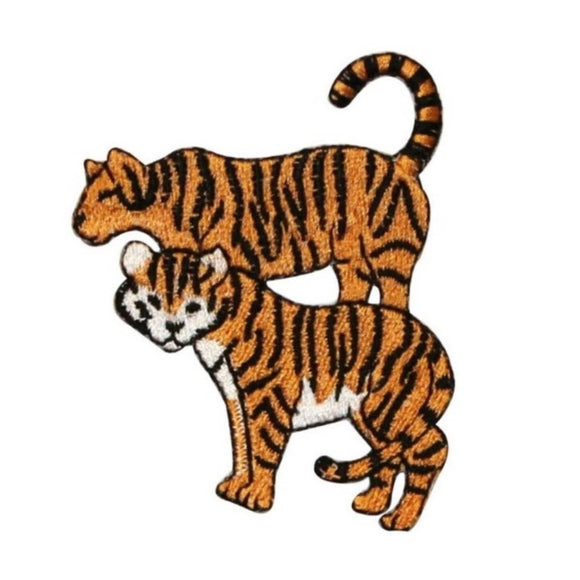 ID 0655B Pair of Circus Bengal Tiger Patch Zoo Cute Embroidered Iron On Applique