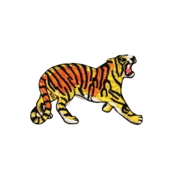 ID 0659B Circus Tiger Roaring Patch Bengal Zoo Cat Embroidered Iron On Applique