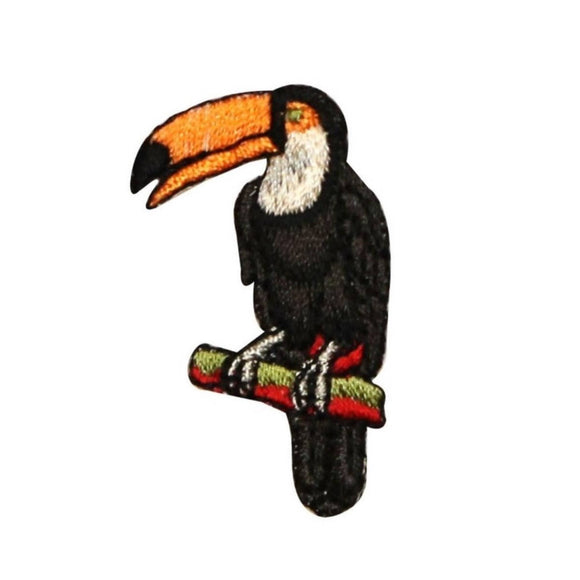 ID 0661 Trained Toucan On Perch Patch Ocean Bird Embroidered Iron On Applique