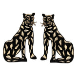 ID 0675AB Set of 2 Leopard Statue Patches Cheetah Embroidered Iron On Applique