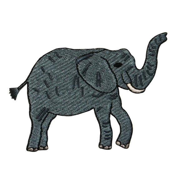 ID 0683 Elephant Waving Trunk Patch Wild Life Zoo Embroidered Iron On Applique