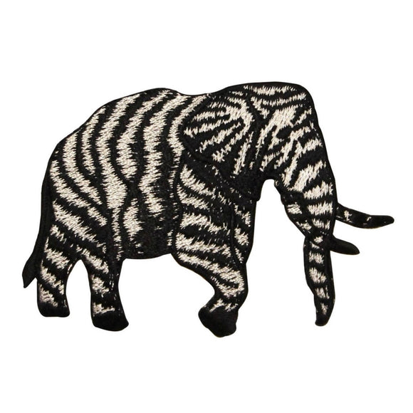 ID 0691 Striped Elephant Patch Safari Wild Life Zoo Embroidered Iron On Applique
