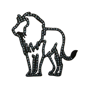 ID 0703 Lion Shiny Outline Patch Wild Life Zoo Embroidered Iron On Applique