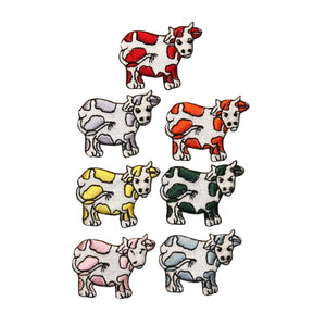 ID 0710A-G Set of 7 Cartoon Cow Patches Farm Animal Embroidered Iron On Applique