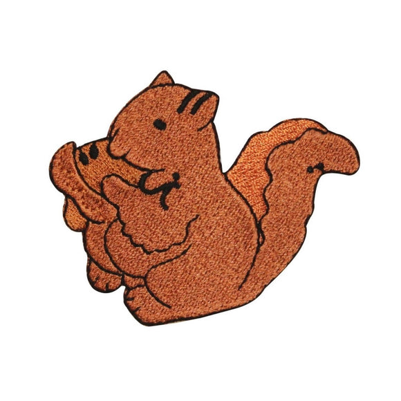 ID 0717 Cartoon Squirrel Patch Forest Critter Embroidered Iron On Applique