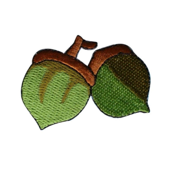 ID 1390 Pair of Acorns Growing Patch Fall Nut Tree Embroidered Iron On Applique