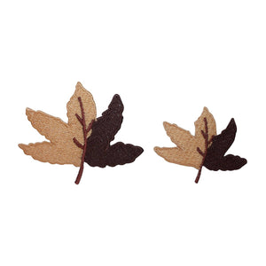 ID 1416AB Set of 2 Dual Colored Leaf Patches Maple Embroidered Iron On Applique