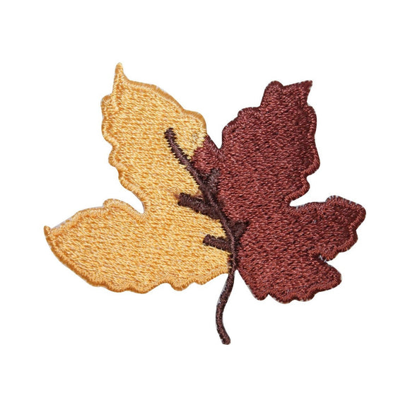 ID 1417A Maple Leaf Dual Color Patch Tree Autumn Embroidered Iron On Applique