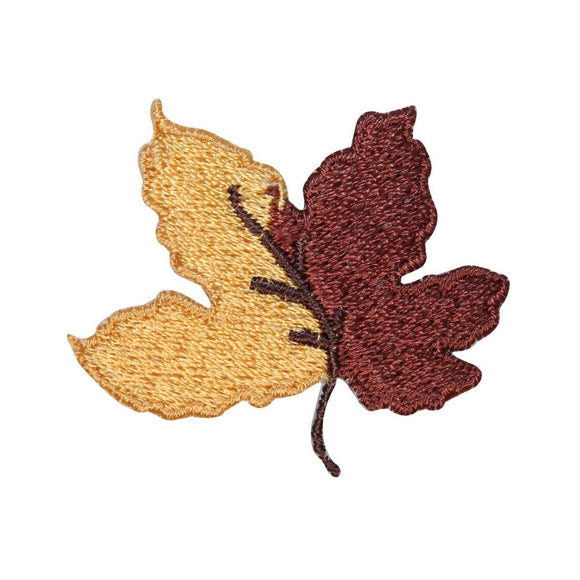 ID 1417B Maple Leaf Dual Color Patch Tree Autumn Embroidered Iron On Applique
