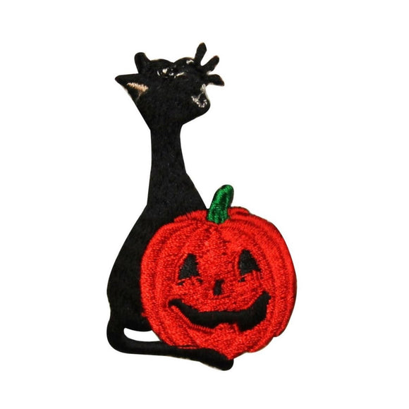 ID 0808 Jack O Lantern Black Cat Patch Halloween Embroidered Iron On Applique