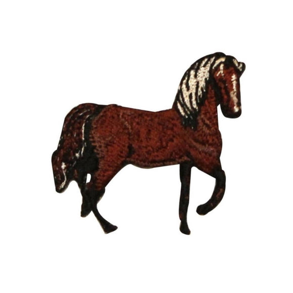 ID 0727Z Dark Horse Walking Patch Farm Animal Show Embroidered Iron On Applique