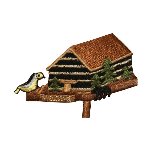 ID 0730 Bird House On Stand Patch Tiny Home Nature Embroidered Iron On Applique