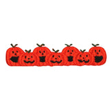 ID 0829 Row of Jack O Lanterns Patch Halloween Embroidered Iron On Applique
