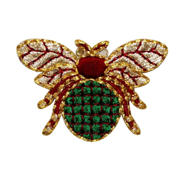 ID 0738 Shiny Flying Beetle Patch Scarab Symbol Embroidered Iron On Applique
