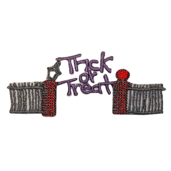 ID 0835 Trick or Treat Gate Patch Halloween Fence Embroidered Iron On Applique