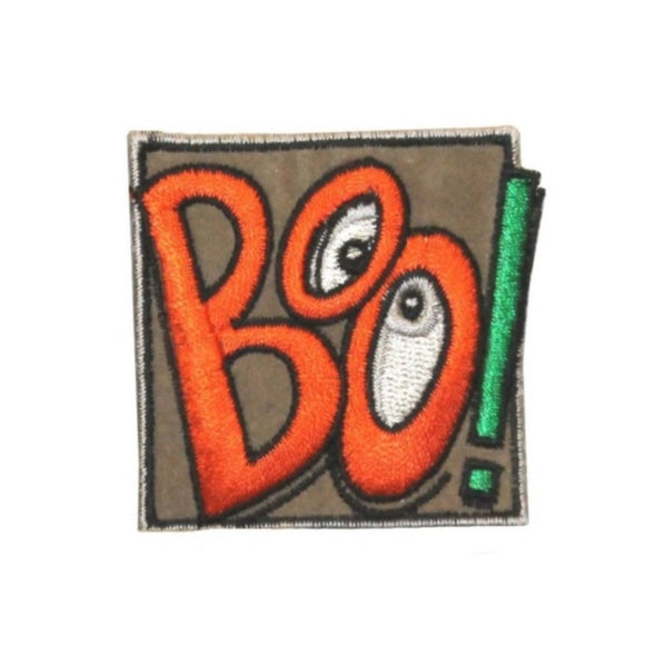 ID 0843C Boo Scary Badge Patch Halloween Scary Embroidered Iron On Applique