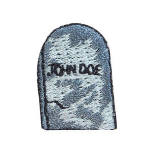 ID 0858B John Doe Tombstone Patch Halloween Grave Embroidered Iron On Applique
