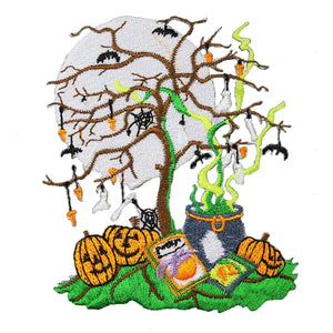 ID 0871 Halloween Night Scene Patch Trick Or Treat Embroidered Iron On Applique