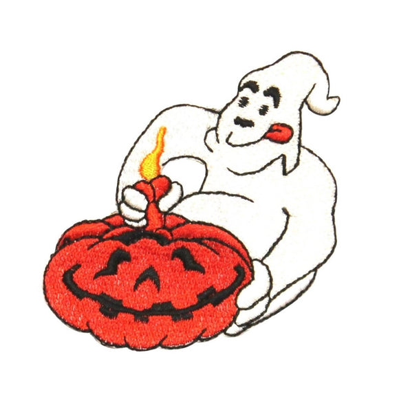 ID 0877 Ghost Carving Pumpkin Patch Halloween Carve Embroidered Iron On Applique