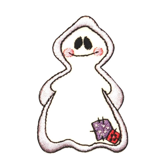 ID 0878 Bashful Ghost Patch Halloween Costume Shy Embroidered Iron On Applique