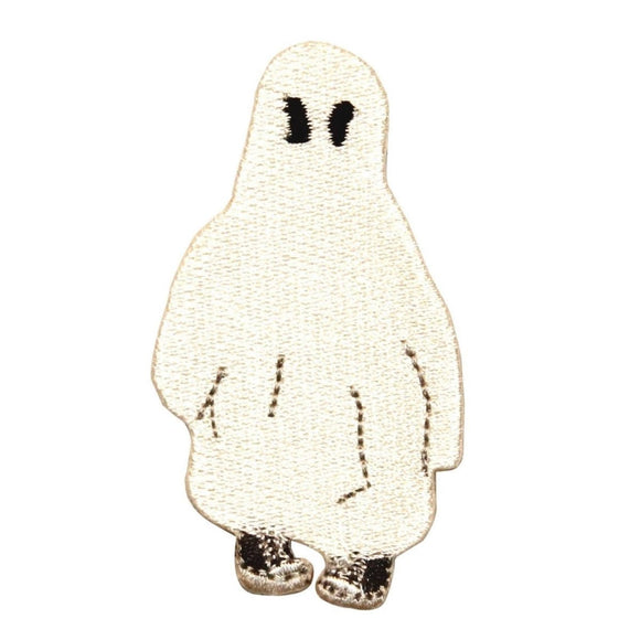 ID 0881 Kid in Ghost Costume Patch Halloween Spirit Embroidered Iron On Applique