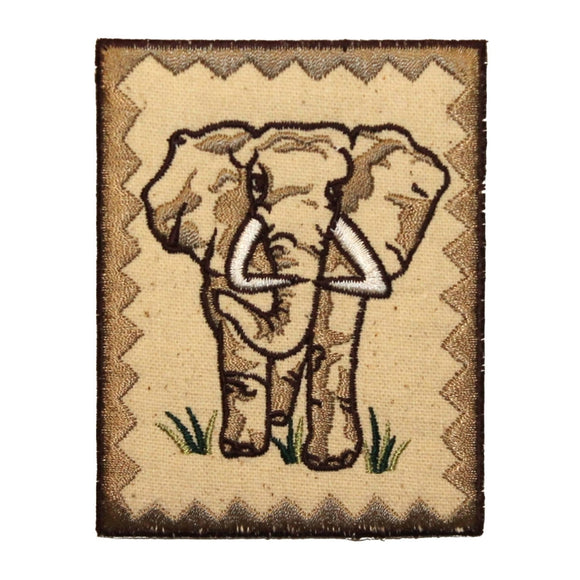 ID 0759 Elephant Portrait Patch Wild Tusk Zoo Badge Embroidered Iron On Applique