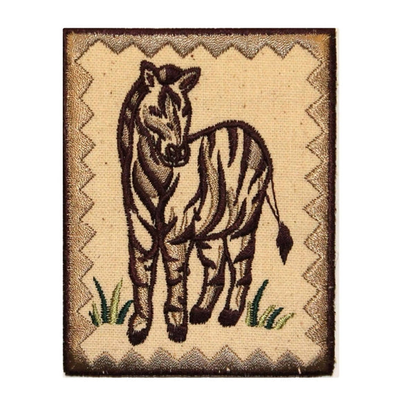 ID 0760 Zebra Portrait Patch Stripes Wild Zoo Badge Embroidered Iron On Applique